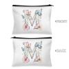 Wdktrgetd Minimalist Cosmetic Bags for Women Hand Washable Wash Organizer Bag for Vacation Getaways Practical Makeup Pouch for Purse Initial Gifts for Women BLACK M view 3