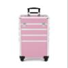 FigaroAct Professional Rolling Makeup Train Case, Large Cosmetic Trolley with 360 Swivel Wheels Cosmetic Case with Locks, Travel Organizer for Nail Art/Makeup/Hair Stylist (Pink) view 1