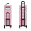 FigaroAct Professional Rolling Makeup Train Case, Large Cosmetic Trolley with 360 Swivel Wheels Cosmetic Case with Locks, Travel Organizer for Nail Art/Makeup/Hair Stylist (Pink) view 4