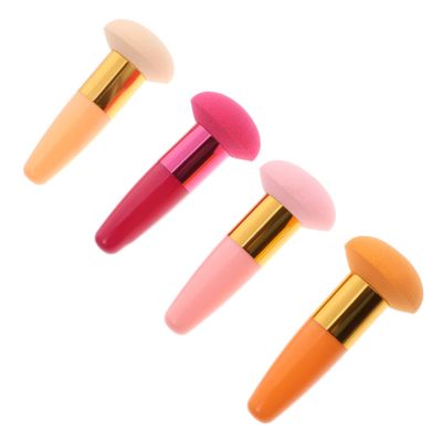 BATHVEVE 4pcs Makeup Puff Handle Soft Cosmetic Applicator for Foundation Blush and Powder Easy to Use Reusable for Daily Makeup Application Multiple Colors