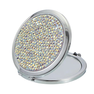 uxcell Small Pocket Mirror for Purse, Magnifying Foldable Makeup Handheld Compact Mirror for Women, Purse, Travel, Girls, Gift (Colorful with Silver Frame, 2.8Inch)