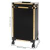 Kreiaoer Foldable Rolling Manicure Table with Mirror and Lights, Portable Nail Desk with 3 Drawers, Lock & Wheels, Travel Vanity Station for Makeup Artists & Beauty Lovers (Gold/Black) view 4