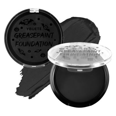 YBUETE Black Cream Face Body Painting Foundation, Professional Waterproof Oil Based Black Face Paint for Halloween SFX Skeleton Joker Zombie Vampire Cosplay Makeup Adult Cosplay Costume Party