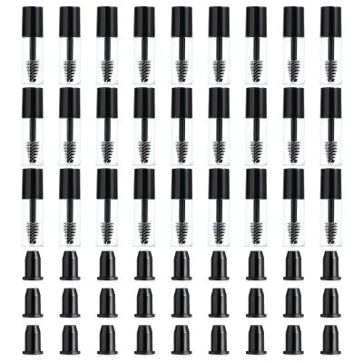 27PCS Empty Mascara Tube and Wand for Castor Oil, 3ML Mini Mascara Tube and Rubber Liners, Refillable Clear Bottles, DIY Cosmetics for Home and Travel Use