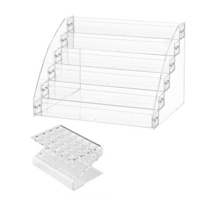 Acrylic Nails Polished Display Stand Clear Step Shelf Organized Brush Holder Storage Organized For Salon And Home Use