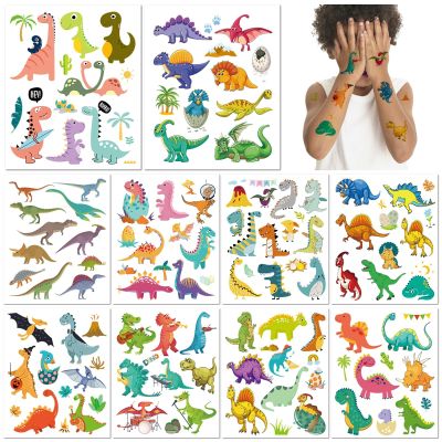 10 Sheets Dinosaur Temporary Tattoos for Kids Waterproof Cute Cartoon Dino Stickers for Boys Girls Party Favors