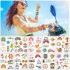 10 Sheets Hippie Temporary Tattoos 70s Waterproof Love Peace Flower Power Smiley Face Rainbow Stickers for Birthday Party Band Festival view 2
