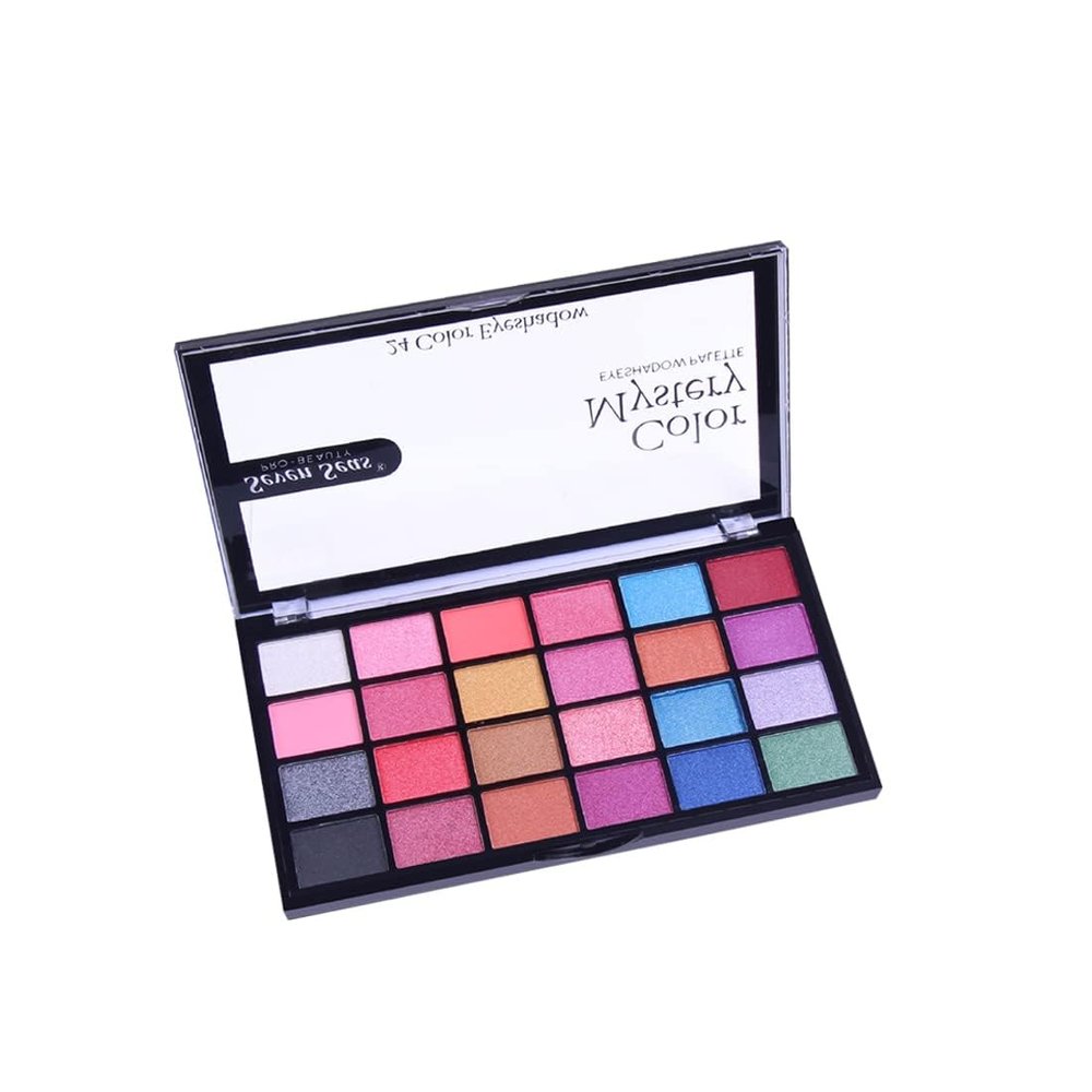 Color Mystery Eye Shadow Palette 24 Pigmented Colors | Long Wearing And Easily Blendable Eye Makeup Palette | Multicolor - 24.4 Gm | Shimmery & Glitter Finish (Natural)