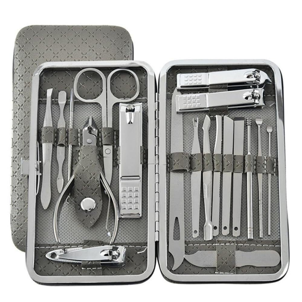 19 Pcs/Set Beauty Nail Manicure Pedicure Scissors Care Set Manicure Set Nail Clippers Tool Complete Box Nail Art,