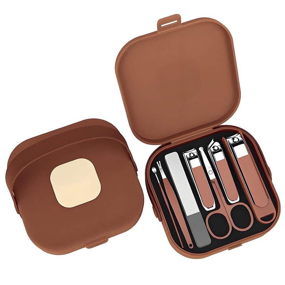 7-Pcs Professional Nail Clipper Set - Stainless Steel Manicure Kit with Nail File, Nose Hair Scissors - Portable Toenail Clippers for Travel, Home and Care