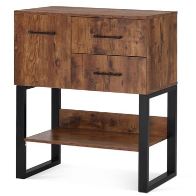 BarberPub Styling Barber Station, Wall Mount Storage Cabinet, Salon Equipment for Hair Stylist, Spa Beauty Makeup Organizer, Bathroom Dresser with Drawers & Shelf 3185 (Brown & Black)