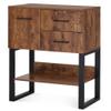 BarberPub Styling Barber Station, Wall Mount Storage Cabinet, Salon Equipment for Hair Stylist, Spa Beauty Makeup Organizer, Bathroom Dresser with Drawers & Shelf 3185 (Brown & Black) view 1