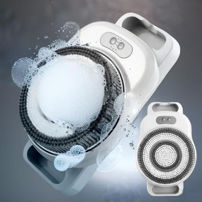 13.1in Electric Shower Brush for Body,Wall Mounted Back Scrubber Rechargeable Waterproof IPX7 Back Scrubber for Showe Dry Brushing Body Brush for Bathing,Cleansing,Exfoliating