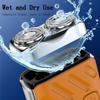 2025 New Portable Rotary Dual Ring Electric Shaver, Mini Steel Cannon Electric Beard Shavers, USB Charging Washable Double-Headed Shaver, Portable Suitcase Design-Double-Ring Magnetic Tool (Blue) view 2