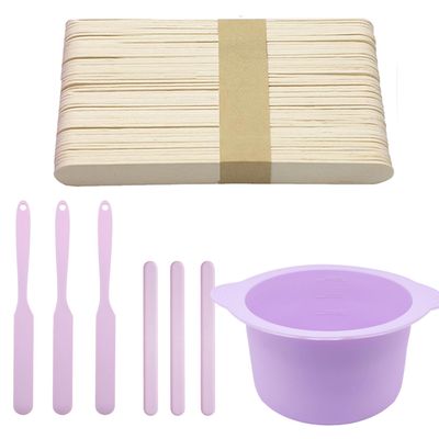14 oz Silicone Wax pot Liner, Silicone Wax Bowl Warmer liner, Non-Stick Melt Pot Replacement, Reusable Melt Liner with 56 Pcs Waxing Sticks