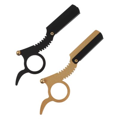 ERINGOGO Manual Straight Razor 2pcs Set Traditional Barber Finger Razor for Men Precision Beard Shaver without Cutting Blade for Grooming and Shaving