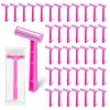 Fafortune Women's Disposable Razors Individually Wrapped Twin Blade,Disposable Razors Women Bulk with Clear Safety Cap for Men Women Camping Traveling Home Bathing Hotel (pink, pack of 100) view 1