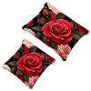 2Pcs Bright Red Roses-1961 Pocket Cosmetic Bag for Purses, Waterproof Makeup Bag Cosmetic Pouch, Portable No Zipper Makeup Bag view 1