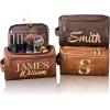 Amesuspes Men's Customizable Hanging Toiletry bag for man Dopp Kit Bag for Travel, Wedding Groomsmen Gifts, Father's DayChristmas Birthday Presents for Dad, Husband, GrandpaLover (Light Brown) view 3
