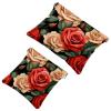 2Pcs Bright Red Roses-1976 Pocket Cosmetic Bag for Purses, Waterproof Makeup Bag Cosmetic Pouch, Portable No Zipper Makeup Bag view 1