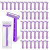 Fafortune Women's Disposable Razors Individually Wrapped Twin Blade,Disposable Razors Women Bulk with Clear Safety Cap for Men Women Camping Traveling Home Bathing Hotel (purple, pack of 100) view 1