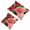 2Pcs Bright Red Roses-1955 Pocket Cosmetic Bag for Purses, Waterproof Makeup Bag Cosmetic Pouch, Portable No Zipper Makeup Bag view 1