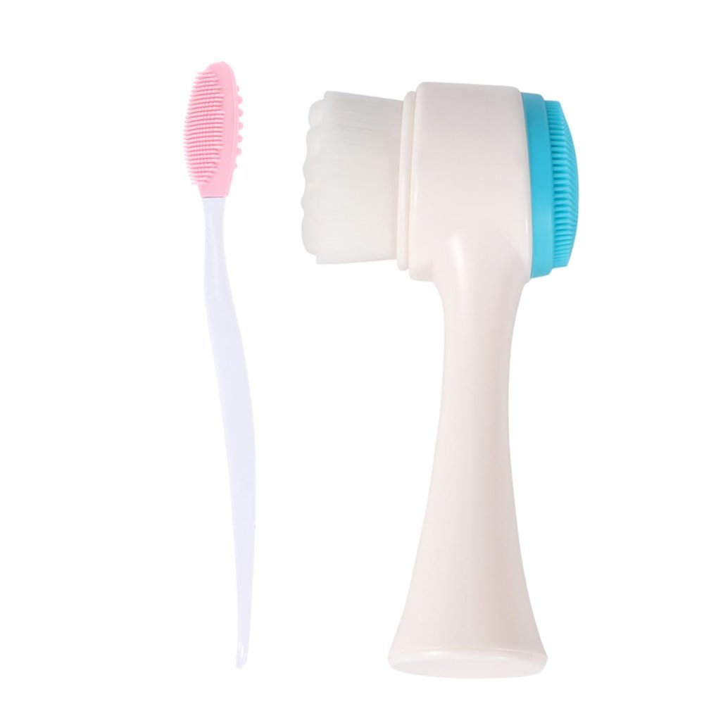VALICLUD 2pcs Silicone Face and Nose Cleansing Brush Set Double-Sided Soft Brush for Daily Facial Cleaning Ergonomic Design Gentle and Portable for Home Travel Use