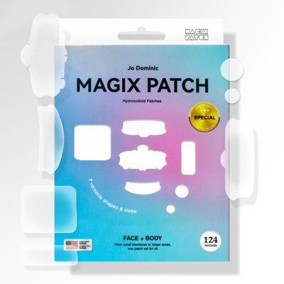 Jo Dominic MAGIX PATCH 124 Pimple Patches Large Pimple Patches for Face & Body, Big Acne Patches, Fits Various Areas XL Hydrocolloid Patch, Absorbs Oil & Zit Hydrocolloid Patch (7 Sizes)