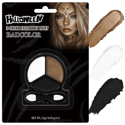 Black White Metallic Brown Face Body Paint with Applicator, Oil Based Face Painting kit for Halloween Leopard, Tiger, Cheetah, Cat Makeup, Cosplay, Costume, Theme Parties, Dress Up