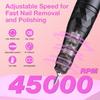 Electric Nail Files, 45000 RPM Professional Nail Drill for Acrylic Nails Gel, Adjustable Speed E File for Nails, Cordless Rechargeable Nail Drill Kit for Manicure Salon Home view 2