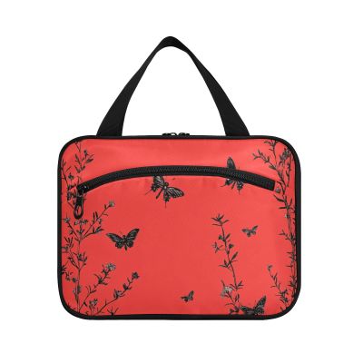 Yoogain Art Rosemary Red hanging travel bag for toiletries with hook, designer chic kit bag for men for travel accessories women estuche para guardar maquillaje L