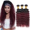 GLSMOSNW Ombre Burgundy Human Hair Bundles Black And Wine Red 1B/99j Deep Wave Bundles 18 20 22 Inch Unprocessed Brazilian Virgin Hair Extensions Burgundy Ombre Deep Wave Bundle view 1