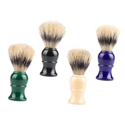 TOGEVAL Plastic Handle Bristle Shaving Brush for Men Portable Beard Cleaning Tool 1 Set for Personal Grooming for Home or Travel