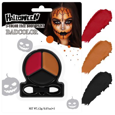 Black Red Orange Face Body Paint with Applicator, Face Painting Kit for Halloween Makeup, Pumpkin, Tiger Costume, Cosplay,Theme Parties, Dress Up - Compact & Portable
