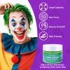 Paminify Halloween Joker Clown Makeup Kit,Red White Blue Black Face Body Paint+Lime Green Temporary Hair Wax+4 pcs sponge,Water-Based Face Painting for Clown Skull Devil Cosplay Costume SFX Makeup Set view 3