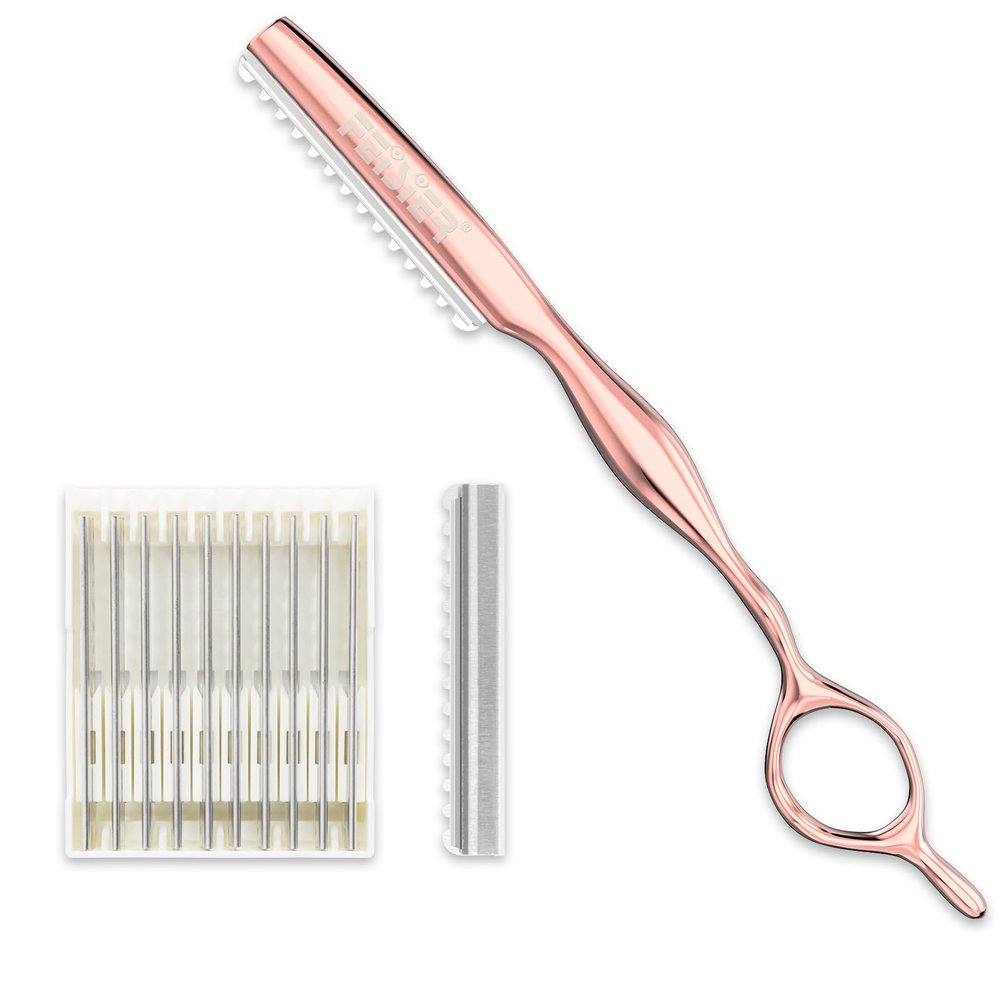 FEISIER Hair Razors for Cutting Hair, Professional Styling Texturizing Razor, Stainless Steel Thinning Razor Kit with 10 Replacement Blades, Premium Texture Cutting Razor for Salon and Home