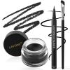 LAVONE Eyeliner Set - Waterproof Makeup Kit with Liquid Eye Liner Pencil, Gel Eyeliner and Angled Eye Liner Brush, Waterproof, Smudge Resistant, Long Lasting Formula - Black view 1