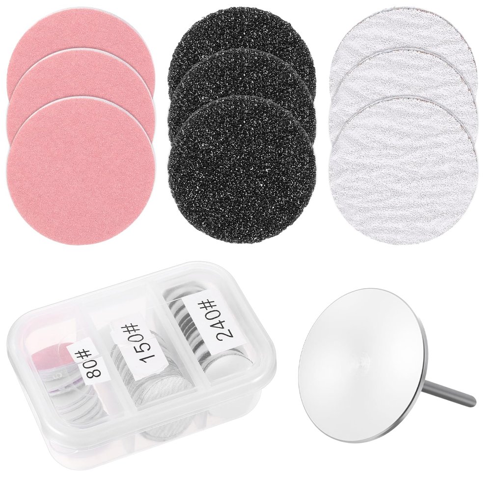 60 Pcs Pedicure Drill Bits, Sanding Paper Discs Foot File Replacement Pads 25mm Sandpaper Nail Pedicure Set for Nails Drill Files, Callus Remover(#80#150#240 Grit)