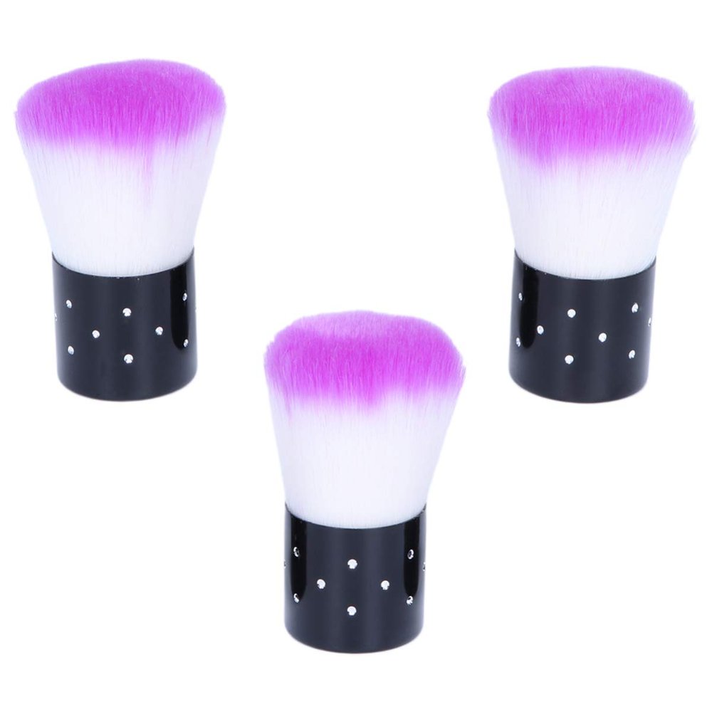 BATHVEVE 3pcs Portable Nail Art Cleaning Brush Soft Bristles Lovely Mushroom Design for Salon and Home Use for and Manicure Color