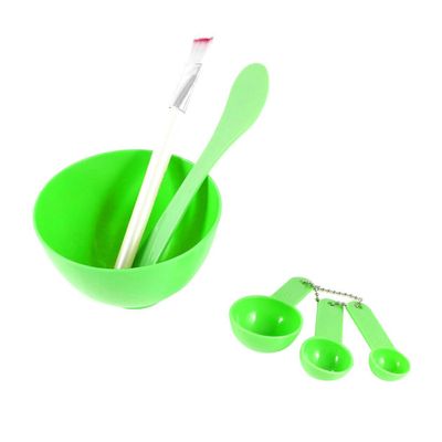 BATHVEVE Facial Mask Bowl Brush Tool Set Green Includes Measuring Spoon and Stick for DIY Skincare and Face Mask Application