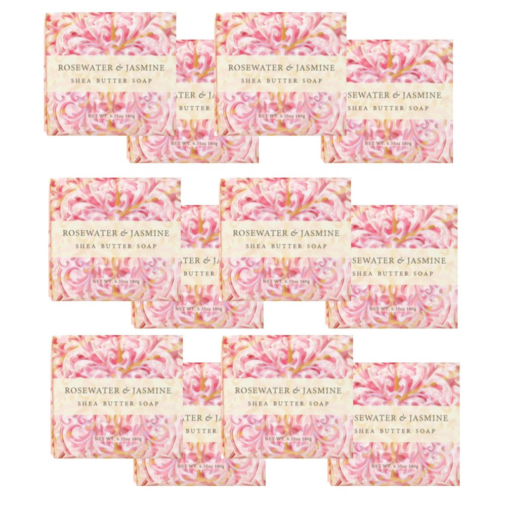 Greenwich Bay Mini Botanical Soap Bars 12 Pack 1.9 oz Each Individually Wrapped Guest Soaps for Airbnb, Spa, Travel, Bath Travel Size Bar Soap Set, Rosewater