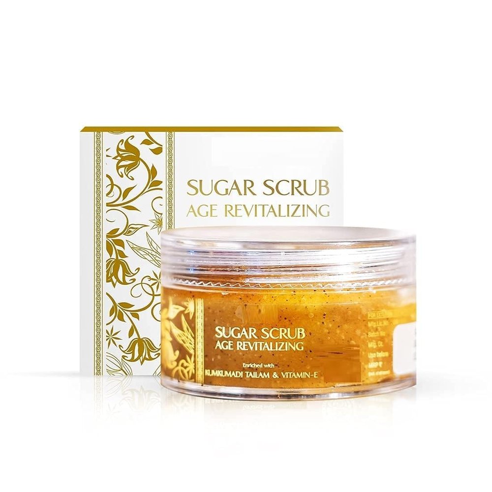 DK Kumkumadi Tailam Sugar Scrub - Age Revitalizing | With Vitamin E & Brown Sugar | For All Skin Type| 50 Grams