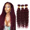 ZCMYVINND 99j Burgundy Human Hair Deep Wave Bundles 18 20 22 Inch Wine Red Deep Wave Bundle Double Weft Unprocessed Brazilian Virgin Hair Bundle view 1