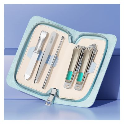 BNJWJZS Nail Art Tools Stainless Steel Nail Clipper Set Flat Nail Clipper Ear Spoon Dead Skin Fork Nail File