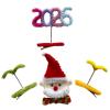 4 Pcs Handmade Hair Clips Set, including 2 Pcs Wiggle Bean Sprout and a Rotatable Santa Claus and a Wiggle 2026, Made by Hand with Chenille Stems view 1
