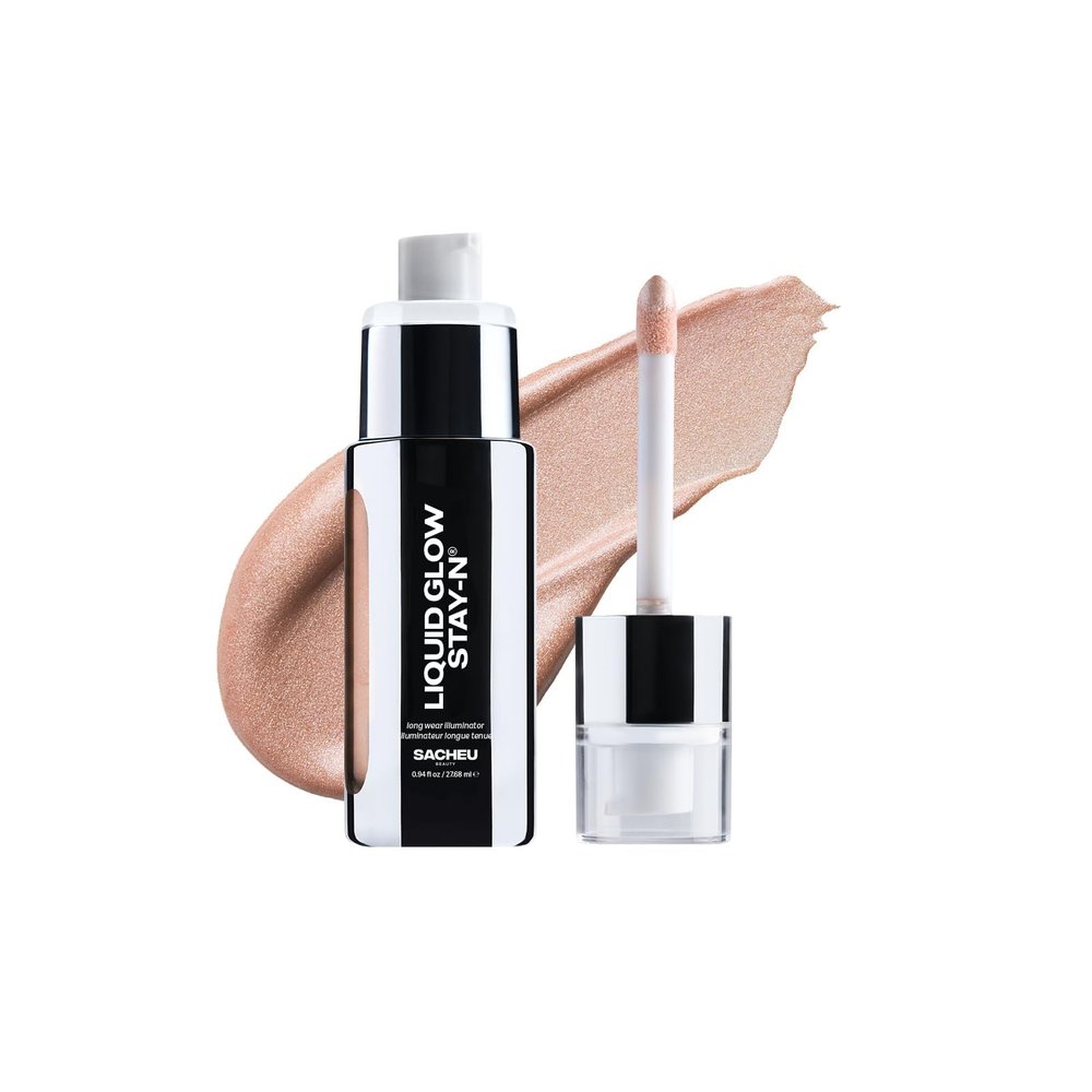 Sacheu Liquid Glow STAY-N Liquid Highlighter & Illuminator Makeup  30ml Long Lasting Luminous Glow Lightweight Dewy Finish, Aura Glow