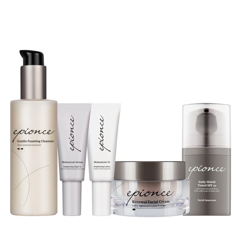 Epionce Skin Tone & Texture Skincare Routine with Cleanser, Serum, Mositurizer, & Tinted SPF