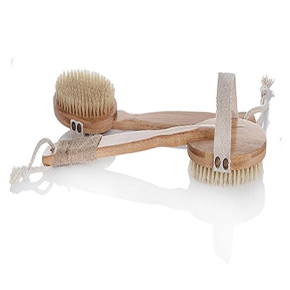 HONITANO Removable Handle Body Exfoliating Brush with Natural Bristles for Shower Bath Spa Massage for Softening Skin and Stimulating Circulation