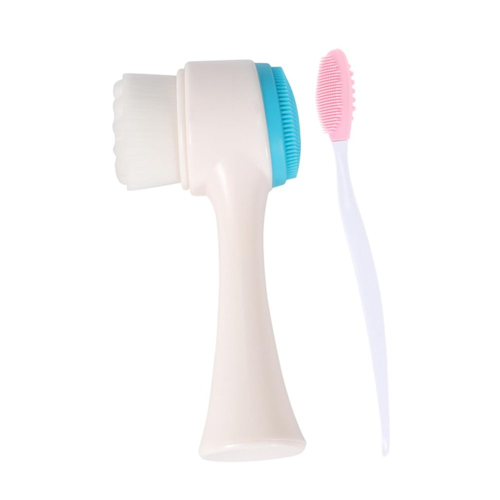 BESTYASH 2pcs Silicone Facial and Nose Brush Set Double-Sided Cleaning Tool for Deep Cleansing Compact Portable Design Suitable for Home and Travel Use