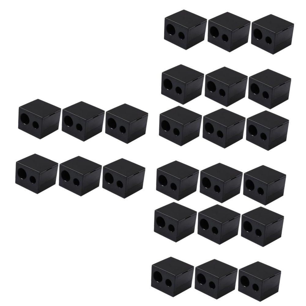 Healvian 24pcs Dual Hole Eyebrow and Eyeliner Pencil Sharpener Essential Makeup Tool for Precise Application Convenient Compact for Home Office and School Use